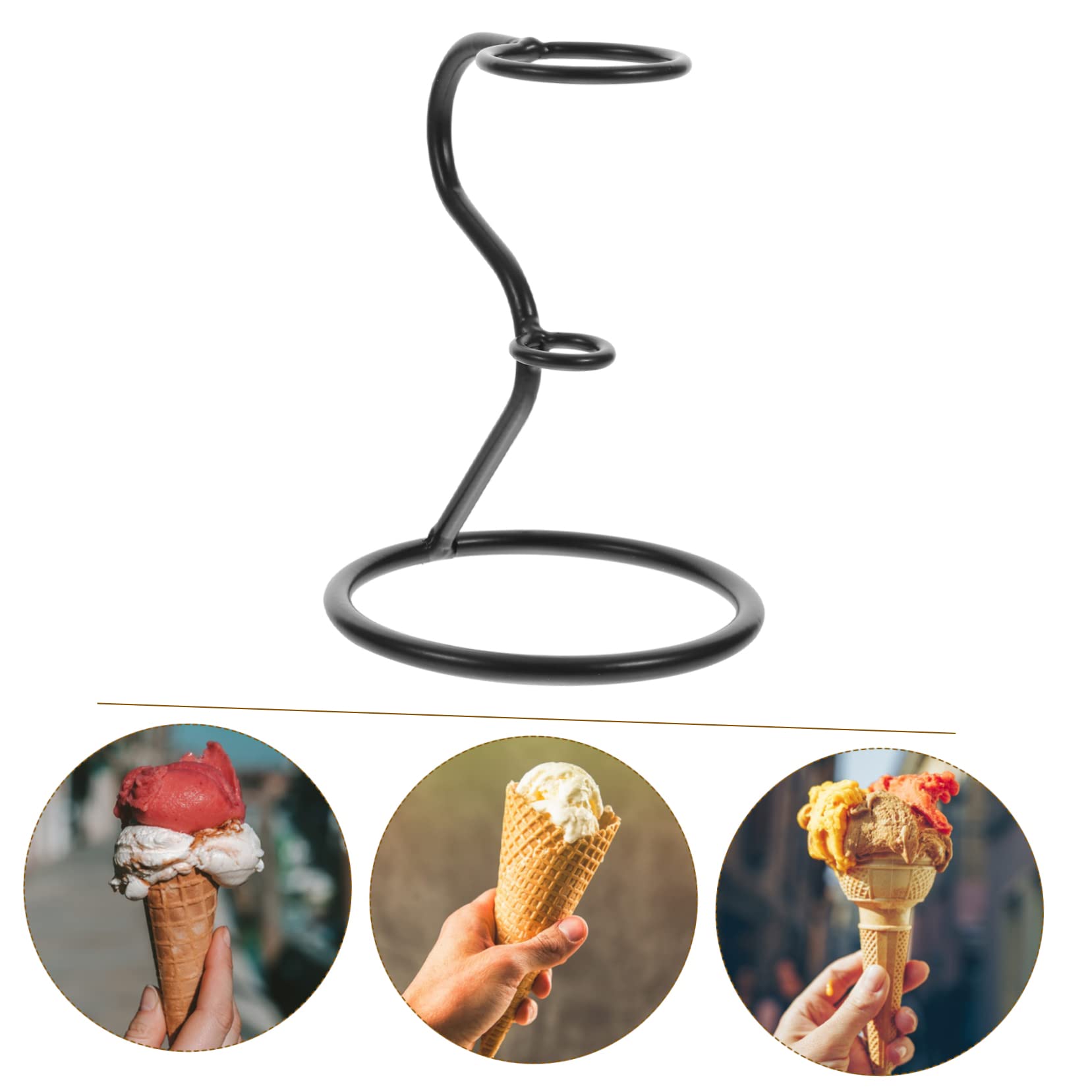 PRETYZOOM Iron Ice Cream Cone Holder Stand Elegant Display Rack for Ice Cream Popcorn Sushi Snacks for Parties Restaurants Events Easy to Clean Safe Polished Design