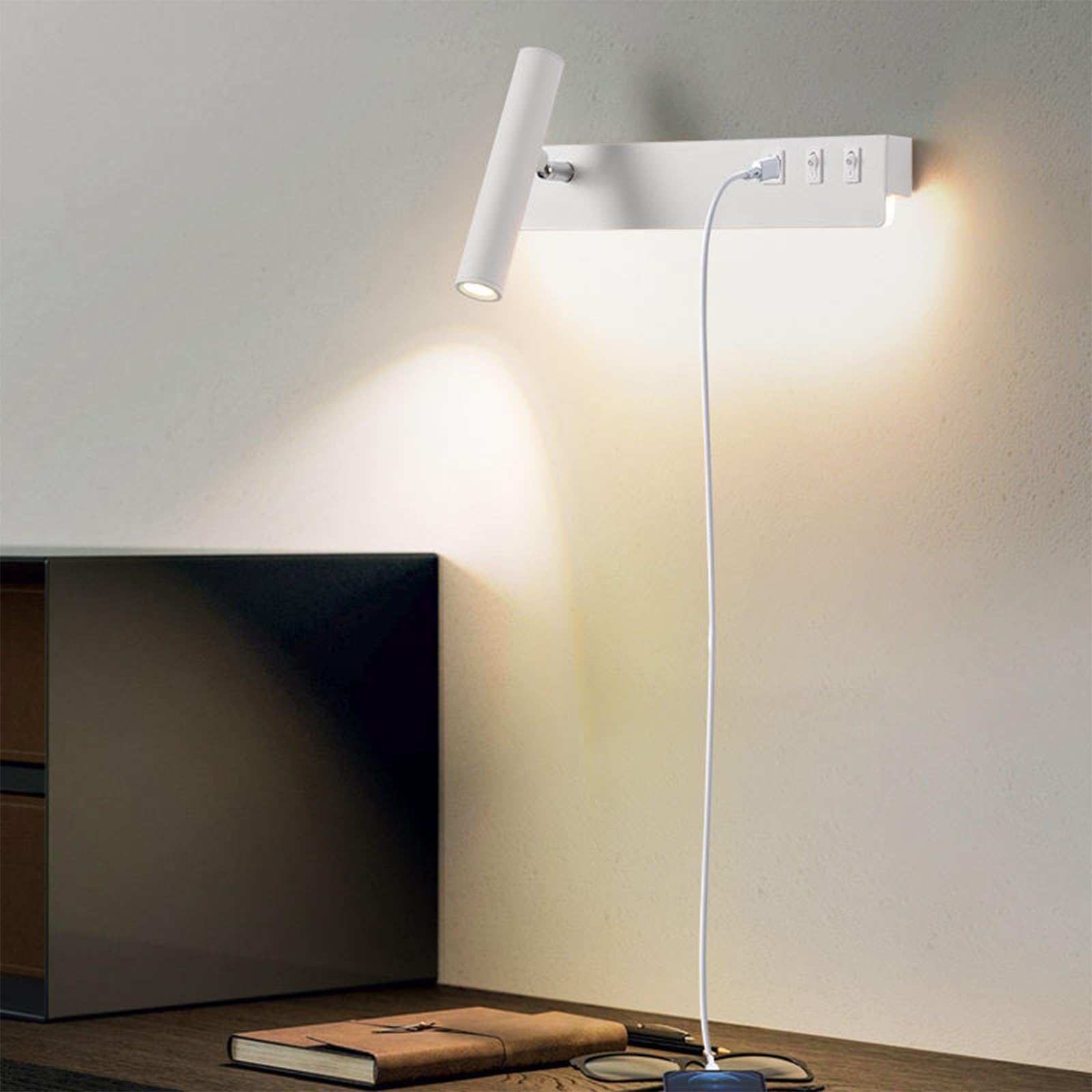 Lámparas de pared sin cables molestos gracias al aplique LED con USB para cabecera de cama 8