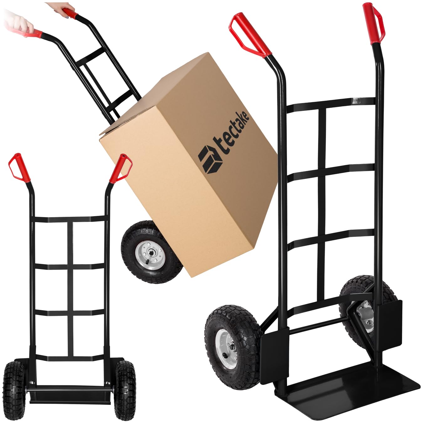 tectake® Diable Chariot de Transport Max. 200kg Pneus Tout Terrain Solides Diable demenagement escalier manutention Kit déménagement pour Maison Bureau Salon Professionnel Voyages