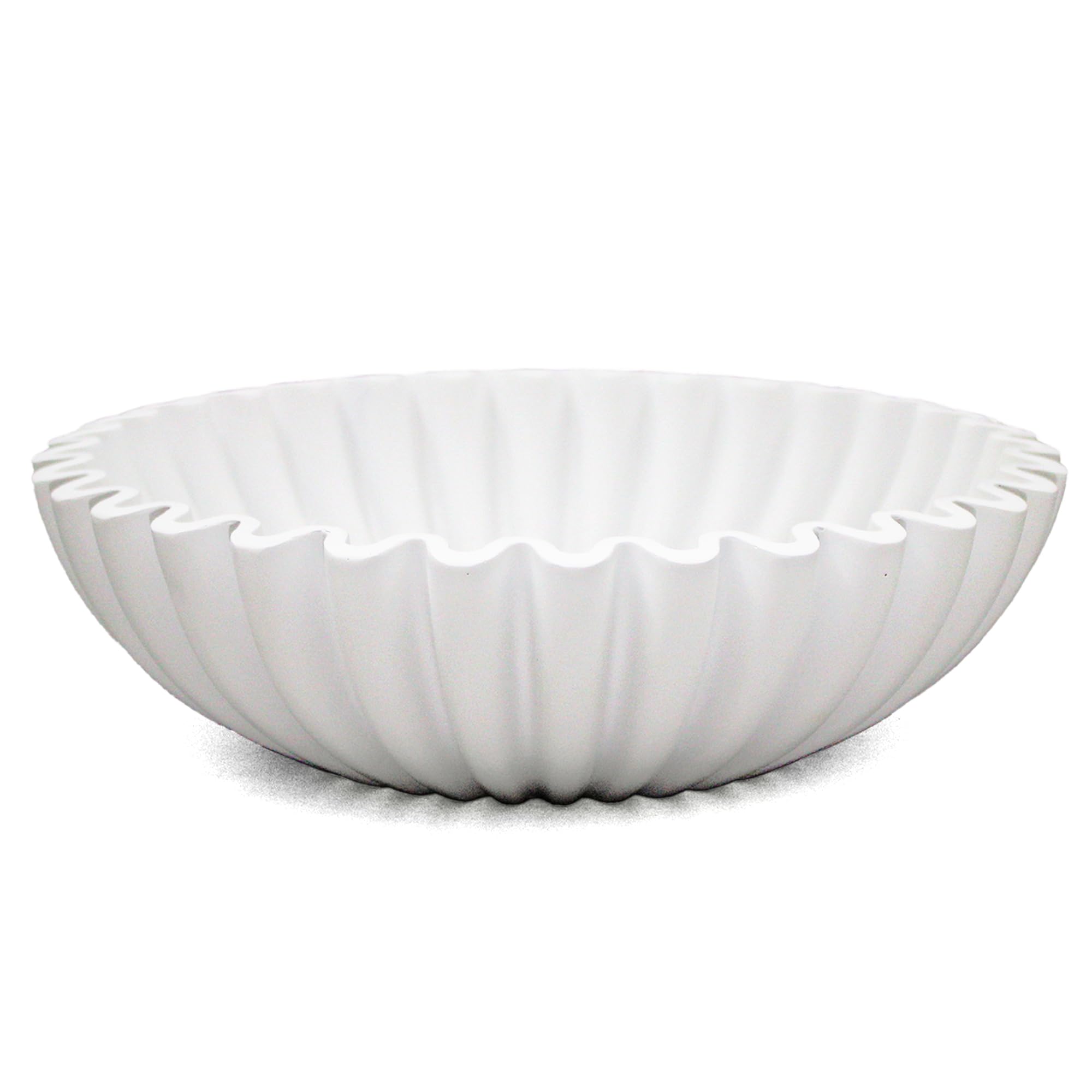 LIN CHUAN Ruffle Decorative Bowl, Large Fruit Bowl for Kitchen Counter, Stylish Key Bowl for Entry Table, Handcrafted Home Decor Display bowl, White