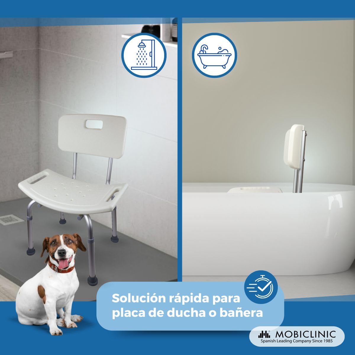 Mobiclinic®, Silla de Ducha con Respaldo, Regulable en Altura, Conteras Antideslizantes, para Personas Mayores, Asiento en U, Agarre Lateral, hasta 100 kg, Agujeros de Drenaje, Aluminio, Olivo