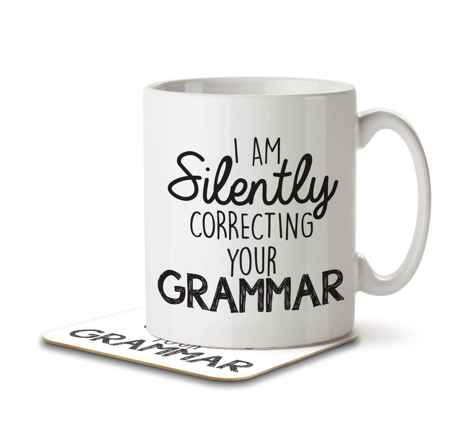 The Inky Penguin White - I'm Silently Correcting Your Grammar - English Mug And Coaster, Ceramic, 11Fl. Oz.