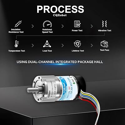 CQRobot 6.25:1 Metal DC Geared-Down Motor 37Dx65L mm 6V/12V with 64 CPR Encoder and Bracket. 6V-7W-800RPM-1.7 kg.cm(24 oz.in), 12V-12W-1600RPM-3.0 kg.cm(42 oz.in), D-Shaped Output Shaft 16mm.