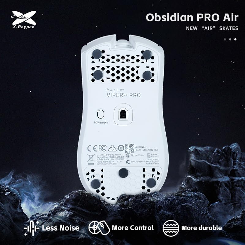 x-raypad obsidian air/pro air speed mouse skates, u-pe universal dot mouse skates offers excelent wear resistance, speed & control abrasion resistance less noise obsidian pro air-grey