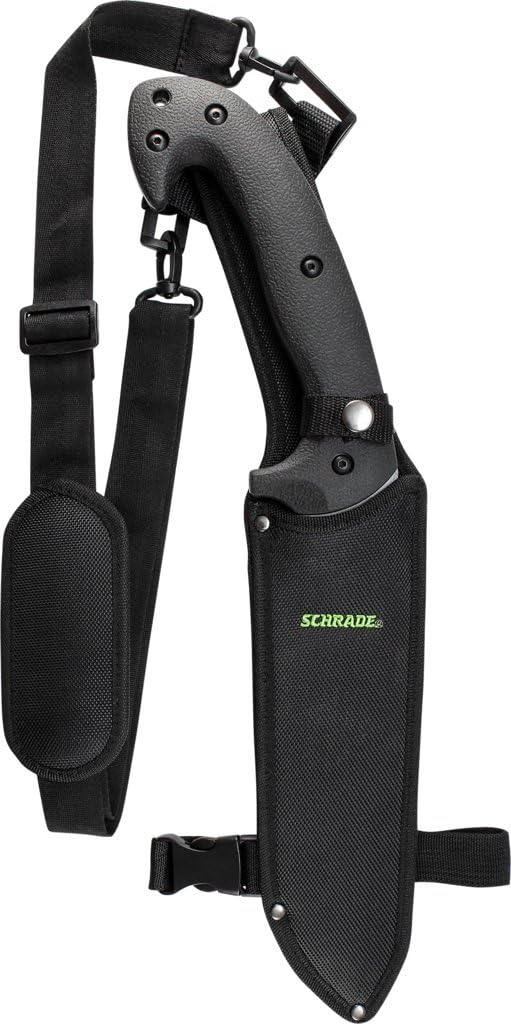 Schrade SCHF48 Jethro 18in S.S. Full Tang Fixed Blade Knife with 11.9in Drop Point Recurve Blade and TPE Handle for Outdoor Survival, Camping and EDC