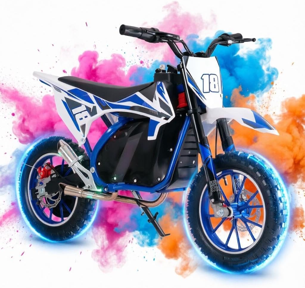 Kids Electric Dirt Bike, Electric Motocross Bike for Kids, Off Road Mini Motorcycle, Electric Pocket Motorbike with High-Performance Motor and Battery, 10 Inch Tires