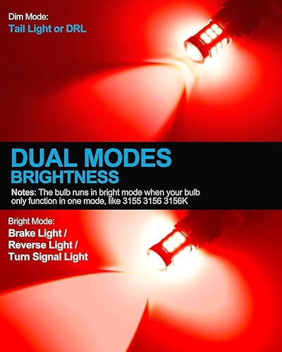 Miniatura 21 de Yorkim Bombilla LED 1157 roja 1157 bombilla de freno LED 2357 bombilla LED 2057 luces LED rojas 7528 BAY15D lámpara de repuesto para luces de freno