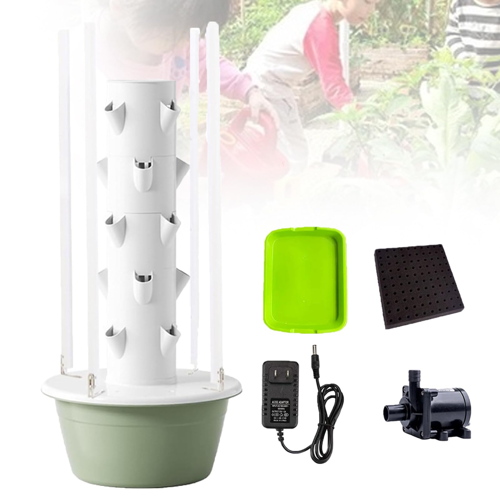Torre de Cultivo Hidropónico, Cultivo Hidropónico para Interiores y Exteriores, Vertical de Cultivo Hidropónico Que Ahorra Espacio para Hortalizas, Hierbas y Frutas 5Layer-LED