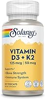 Vista 1 de Suplemento Solaray Vitamina D-3 y K-2, 60 cápsulas vegetarianas, 27784, 60, 1, 1
