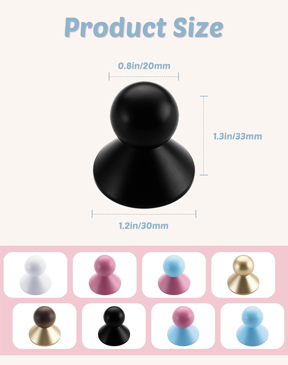 6 Pack Adhesive Knobs Black Peel and Stick Cabinet Handles Stick on Drawer Pulls Removable Adhesive Attached Sliding Mirror Knobs Screwless No Drill Pulls for Dresser Closet Containers Lid