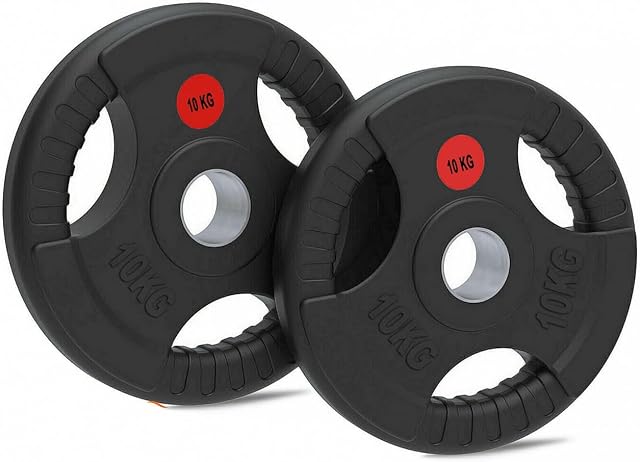 Lions Olympic Weight Plates - Rubber Coated Cast Iron 2inch 5cm Discs Bar Hole Standard Weights Plates for Home Gym Barbell Bar, Weightlifting Training Fitness Workout