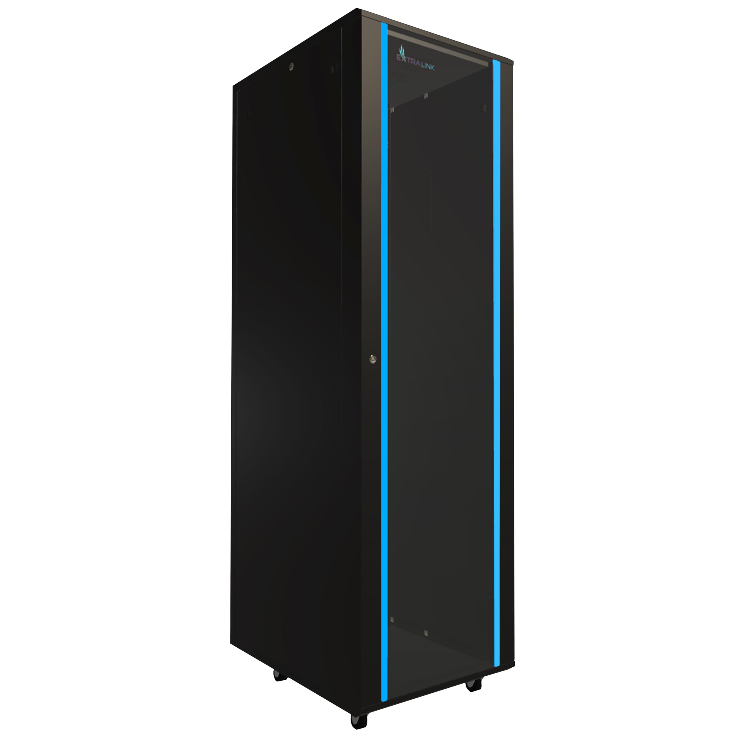 Netzwerkschrank 19 Zoll 42 HE 600x800 freistehend abnehmbare Seitenwände selbstmontierender Rahmen Serverschrank 19 Zoll für Switches UPS Server gehärtetes Glas Schwarz Rack 19 Zoll
