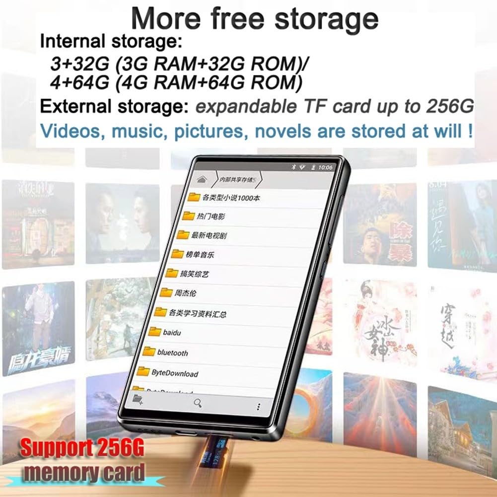 per Android 11 per lettore mp3 5 pollici Touchscreen Dual WiFi per (inglese | per Android 11 OS, WiFi dual-band, supporto download app, schermo HD da 5 pollici, streaming senza soluzione di continuità