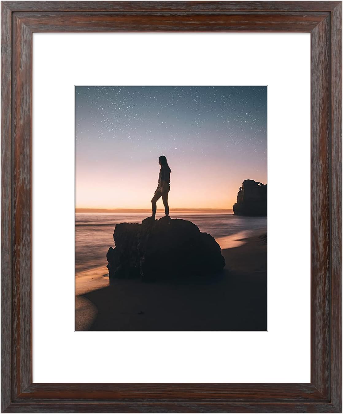 Golden State Art, Wooden Picture Frame - 16" x 20" Frame for 11" x 14" Photo Display, Distressed Dark Brown 16x20 Distressed Dark Brown