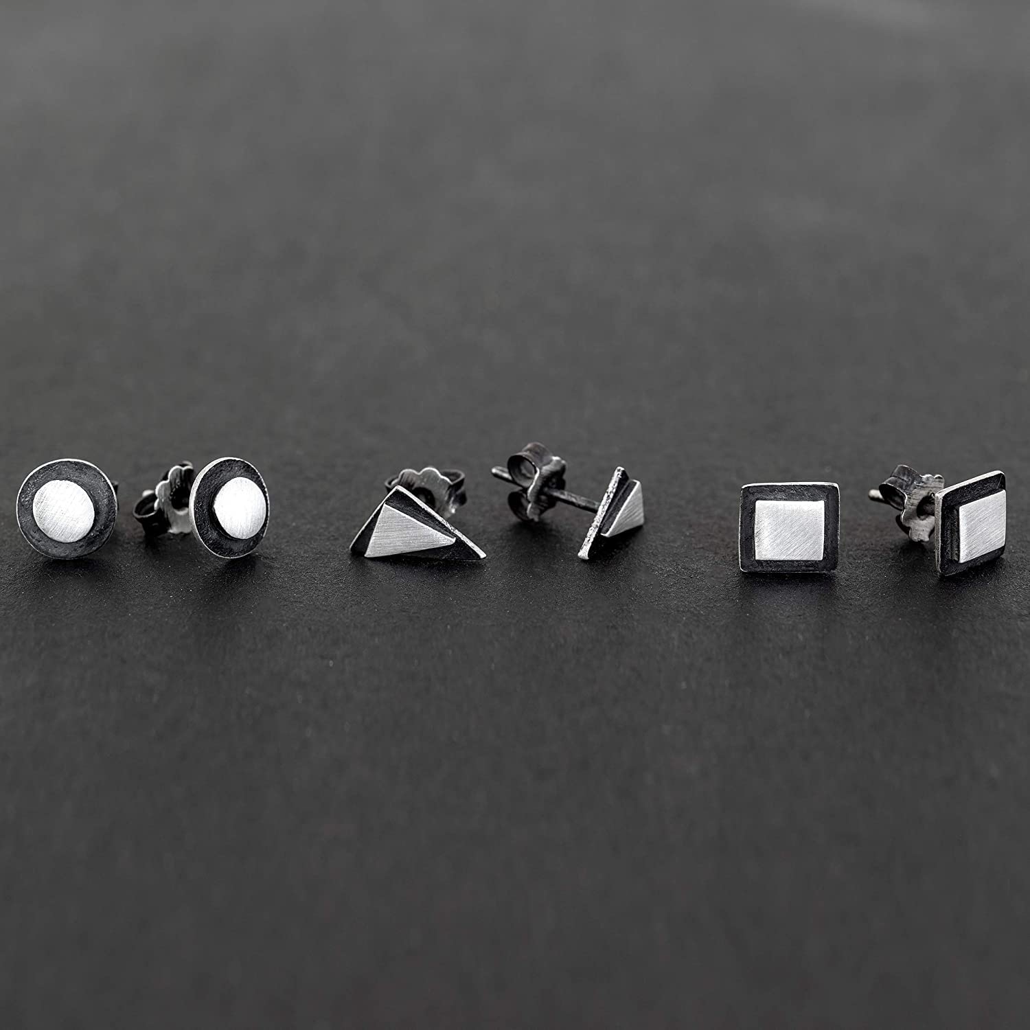 Aretes de plata esterlina para hombres aretes hombres aretes aretes triángulo aretes hombres regalo para hombres joyas novio regalo de cumpleaños hombres marido