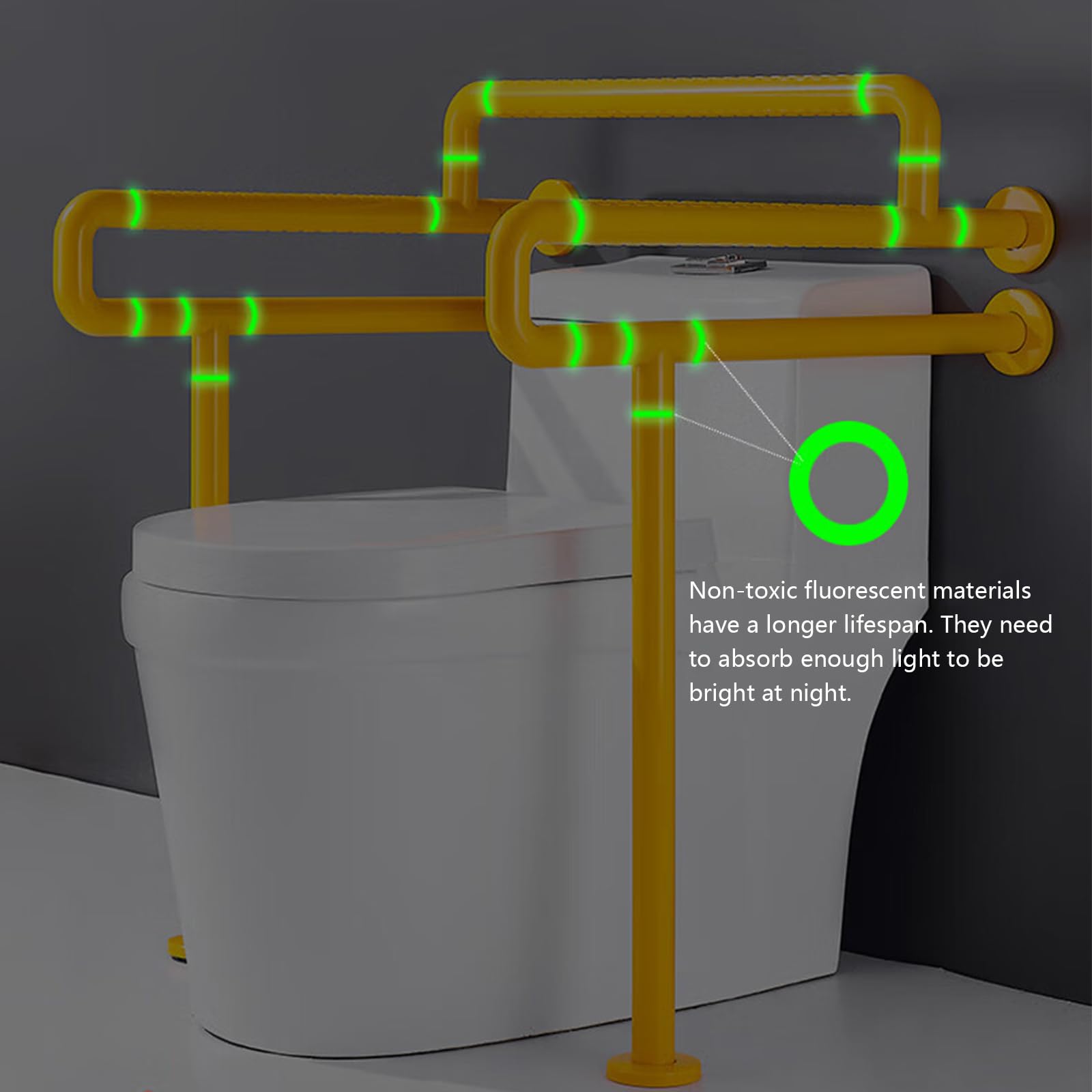 Barra de seguridad para ducha e inodoro, pasamanos antideslizante con tira luminosa, soporte para ancianos y discapacitados, riel de seguridad para baño