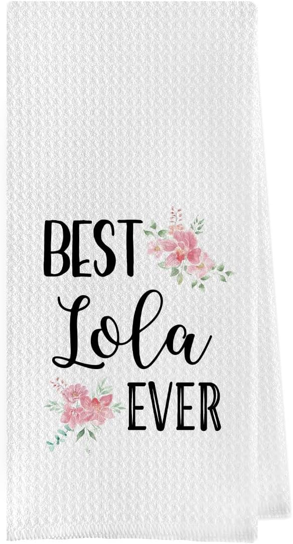 Great Grandma Dish Towels - Great Grandma Gifts Waffle Weave Kitchen Towels, Grandma Hand Towel, Grandma Tea Towel, Grandma Gifts from Grandson Granddaughter (16×24 Inches)