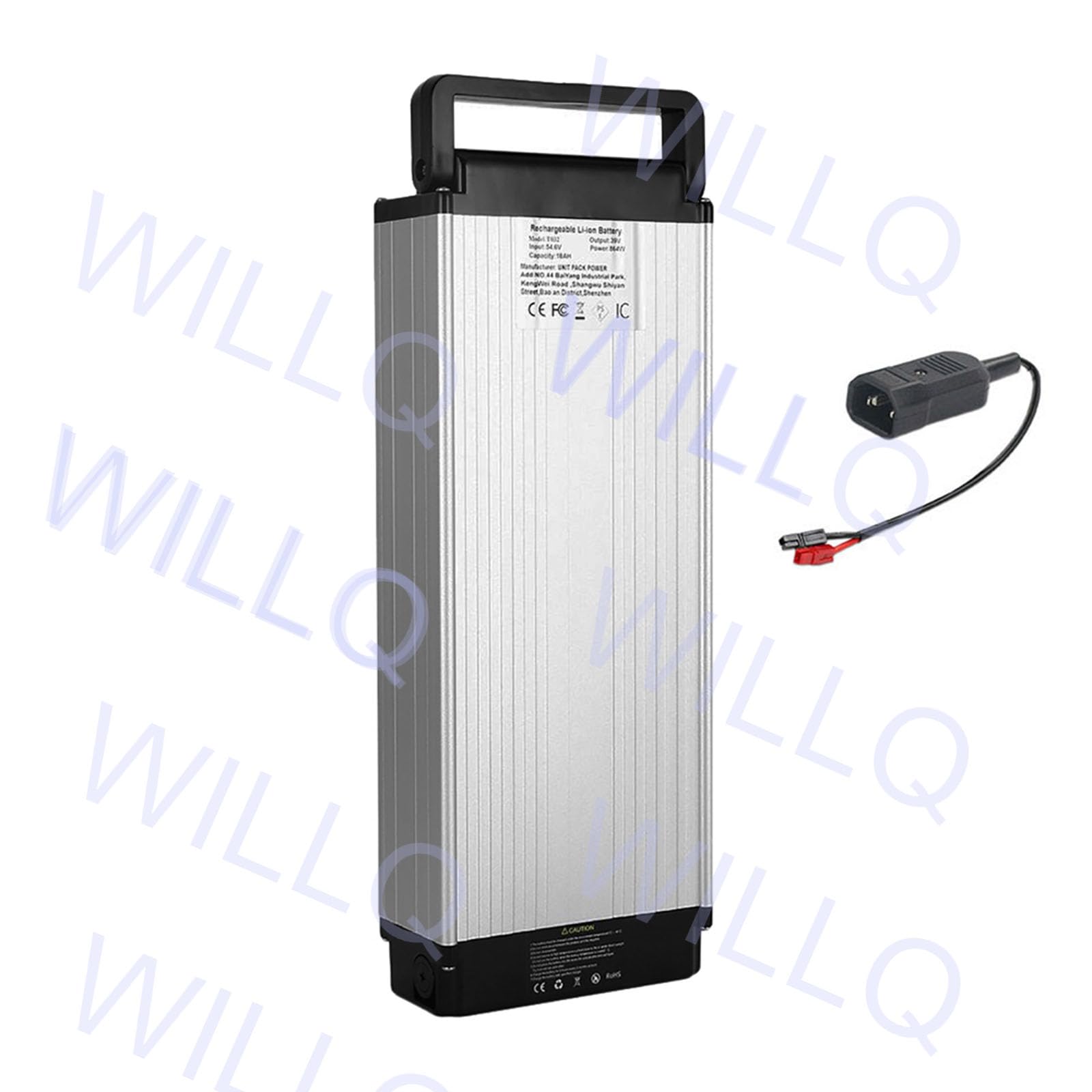 Akumulator litowo-jonowy 36V 8Ah 10Ah 12Ah 15Ah montowany na tylnym bagażniku roweru elektrycznego, przeznaczony do silników o mocy 100W-540W oraz jako zamiennik skuterów