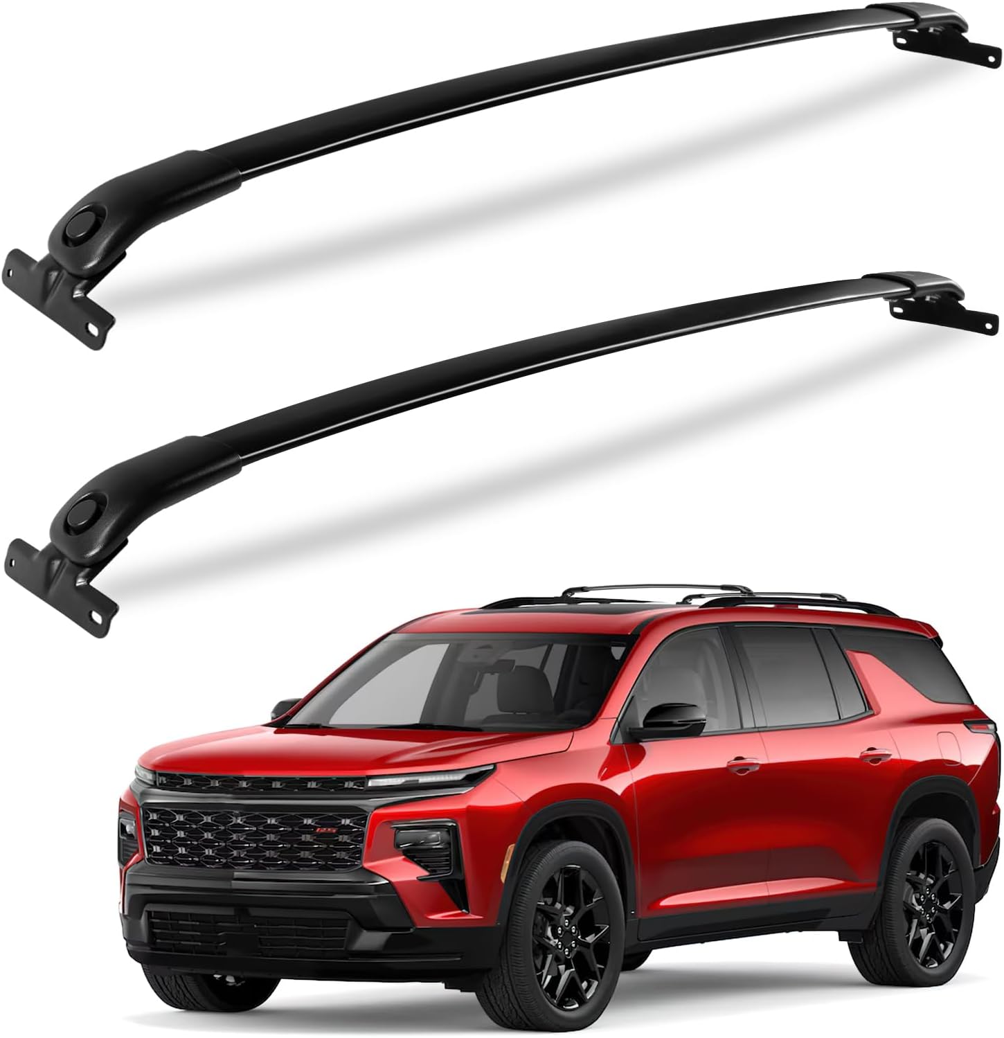 KINGGERI 220Lbs Roof Rack Cross Bars Compatible with 2022-2025 Chevrolet Chevy Traverse (with Raised Side Rails)?Aluminum Roof Rails Crossbars Rooftop Cargo Basket Carrier Bag Luggage Rails Black Compatible with Chevrolet Traverse 2022-2025
