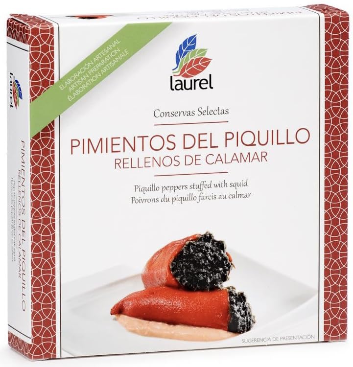 Laurel - Pimientos Piquillo Rellenos de Calamares lata 280 g | Sabores de Asturias