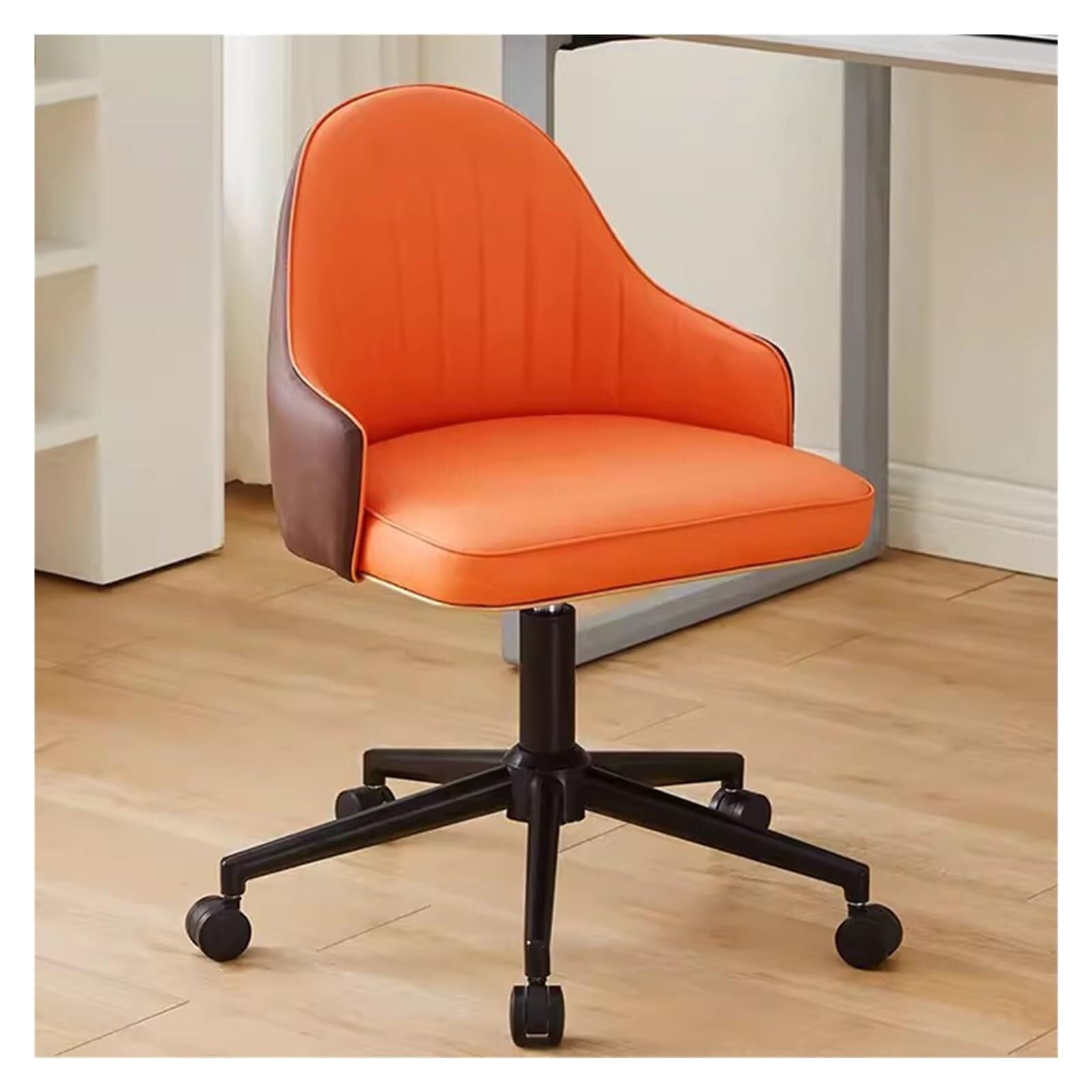 METTEOR Modern Faux Leather Office Chair Adjustable Height Swivel Armchair with Black e Rolling Cuter Task Chair for Gaming & Home Office Slish & table (Orange Einheitsgr??e)