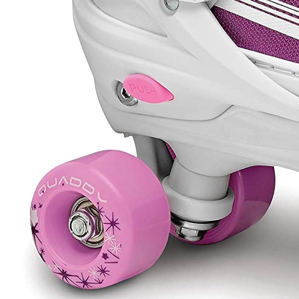 Roces Quaddy Girl Patins à Roulettes pour Fille, Taille Réglable, Enfant Quad Roller Skates, Blanc Rose