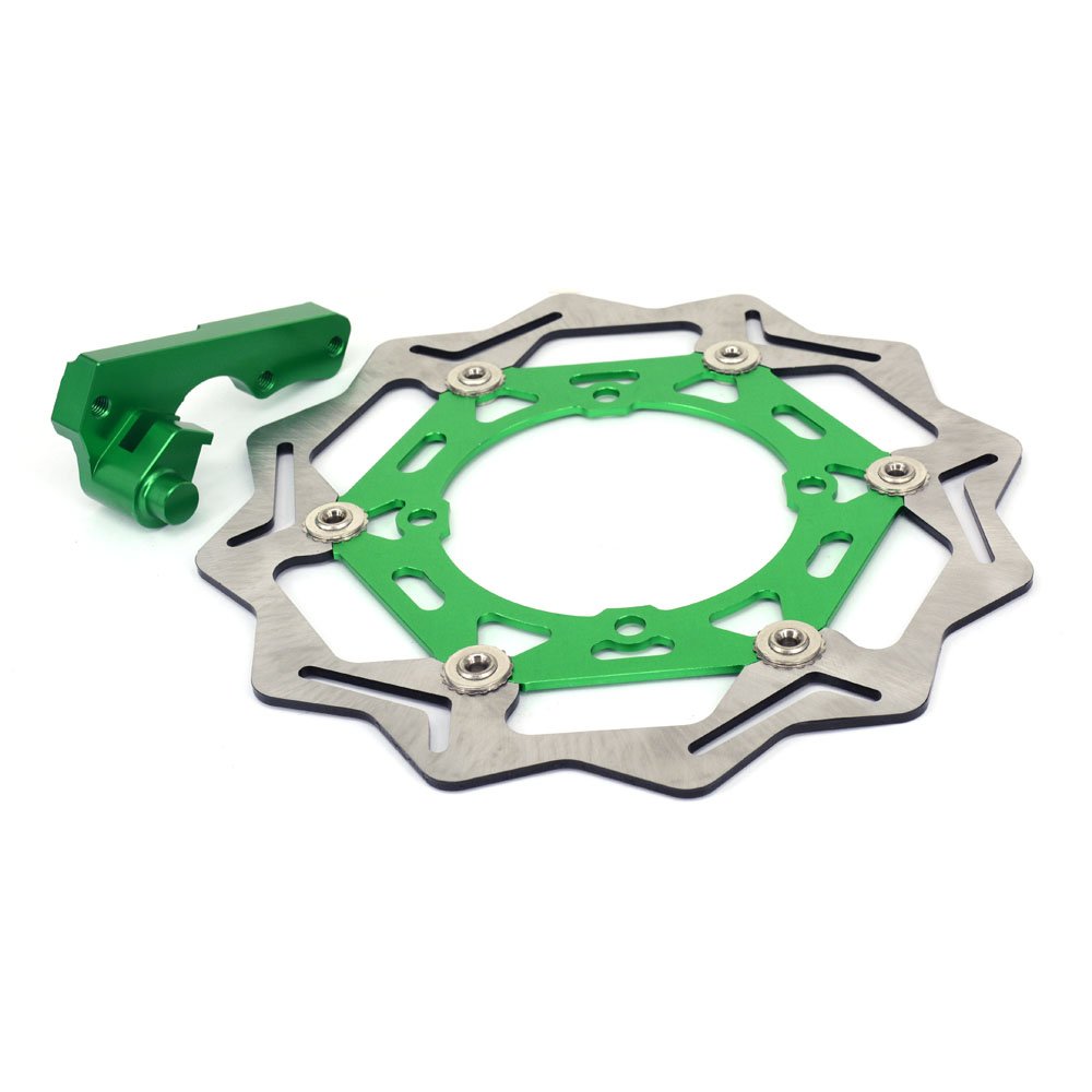 JFG RACING 270MM Green Stainless Steel Front Floating Brake Disc Bracket For KX125 2006-2008 KX250 2