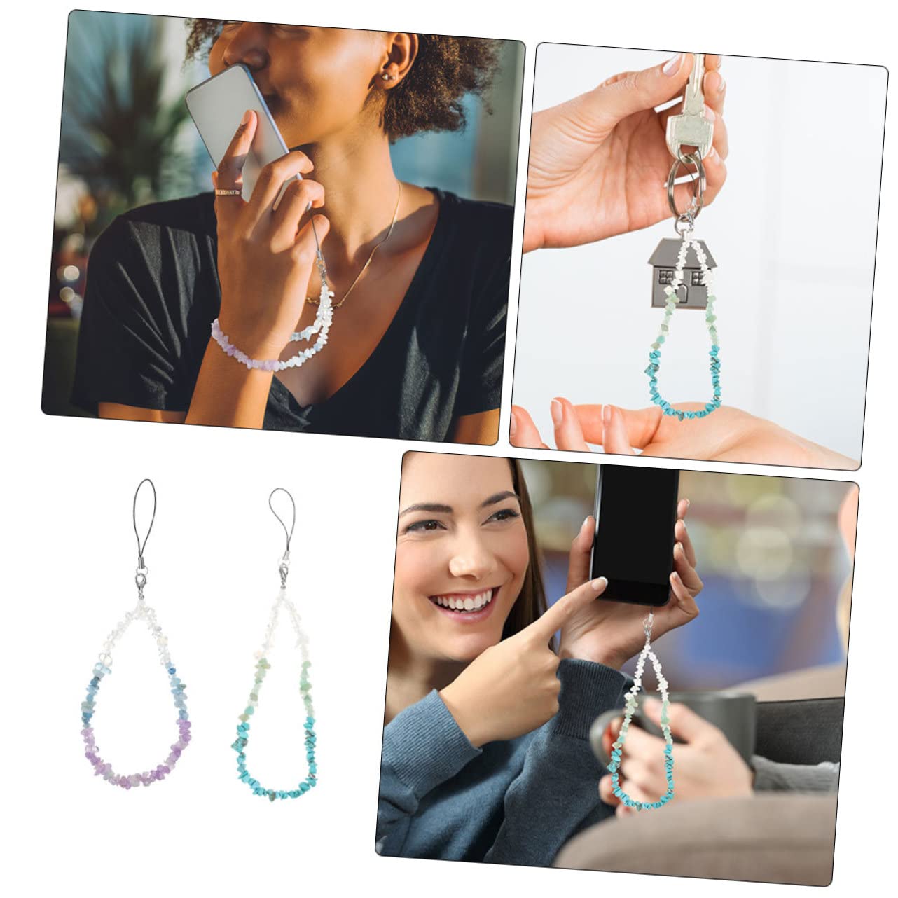 ABOOFAN 10piezas Cadenas De Teléfono Cuentas De Natural De Correa De Móvil Ligera y Decorativa Compatible Smartphones y Cámaras Para Regalar Cumpleaños y Festivales