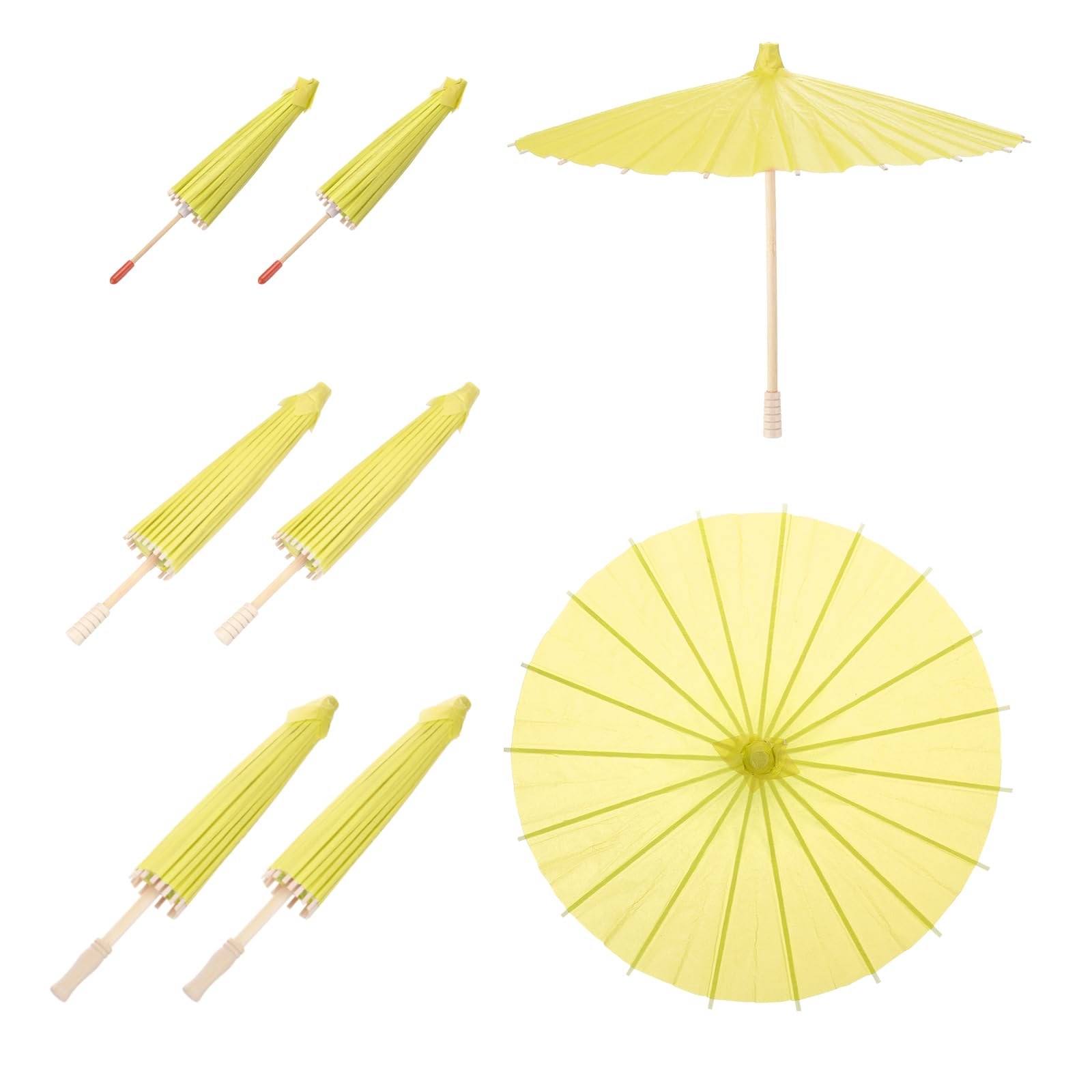 QUARKZMAN 6 Pz Ombrelli di Carta Ombrelli Parasole 20/30/40cm Oliata Giallo
