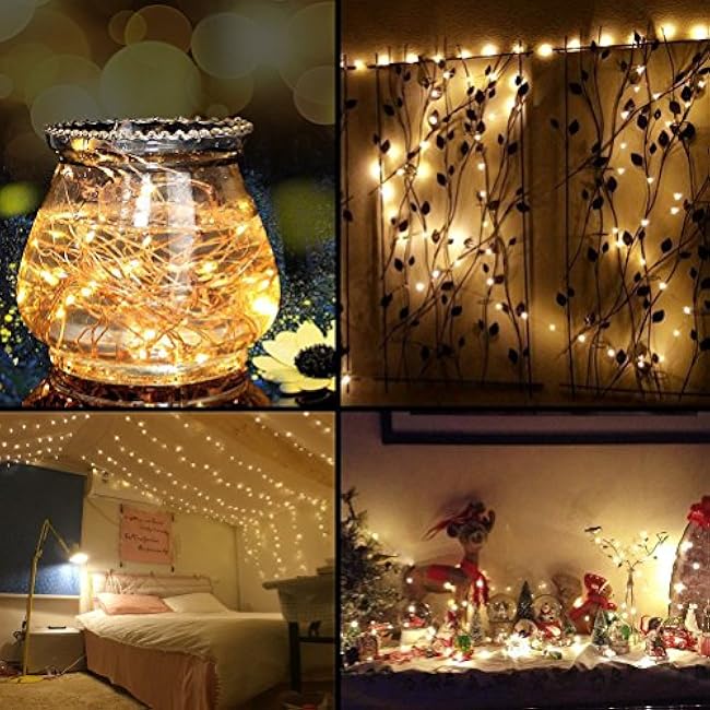 Decute 164FT 500LED Christmas Fairy String Lights Dimmable with Remote Control Copper Wire Starry Lights with UL Cerficated Decorative for Party Wedding Bedroom Christmas Tree Warm White