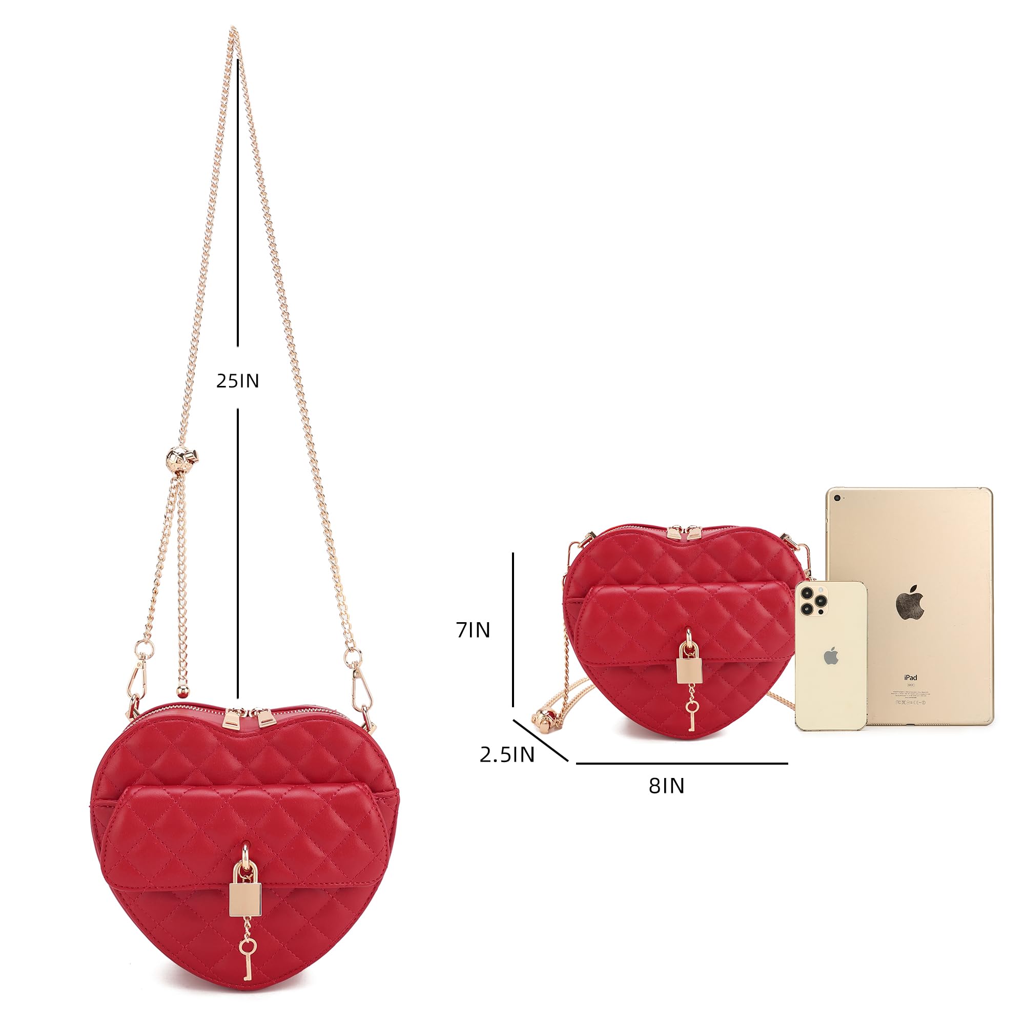 lola mae Heart Shape Satchel Crossbody Purse for women Zip Around Shoulder Bag