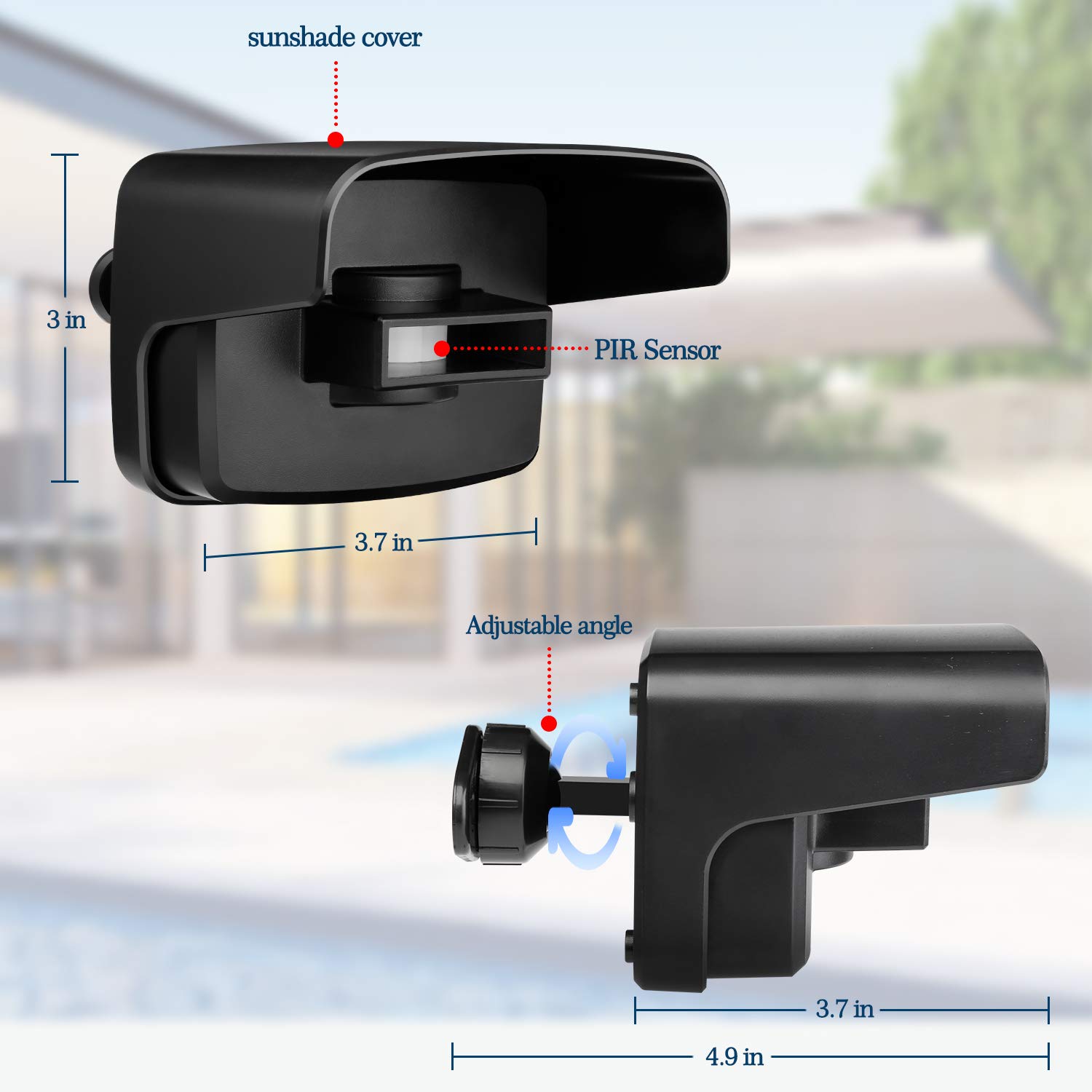 PHYSEN Rilevatore Movimento Esterno Wireless - Allarme Casa 120dB Con Sensore PIR Impermeabile IP55 - Foto 6