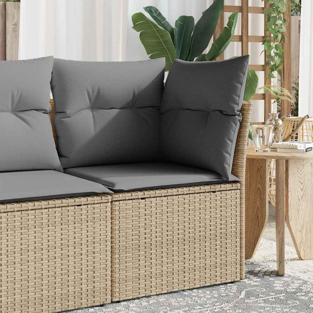 Chaise de Jardin sans Accoudoirs avec Coussins, Résine Tressée Beige, Siège avec Housse, Meuble de Terrasse Extérieur