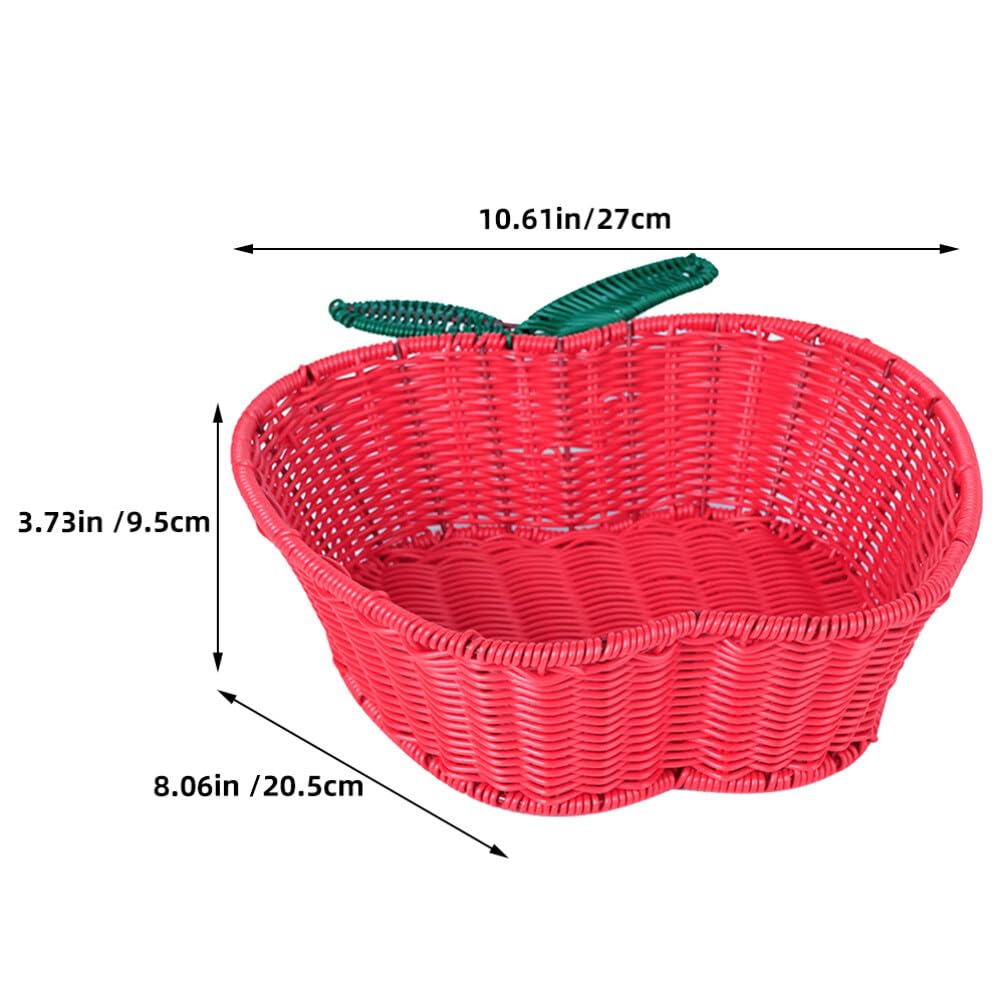 Luxshiny Handmade Rattan Bread Basket, Apple Shaped Fruit Basket, Wicker Fruit Serving Storage Bowls, Key Holders Candy Snack Decorative Basket for Kitchen Decor