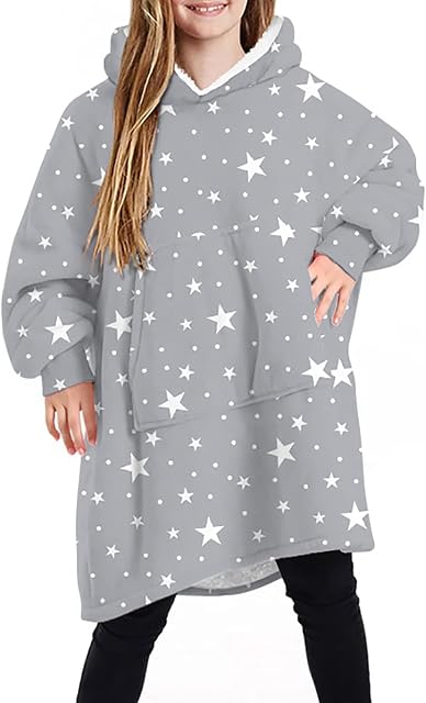 Homemari Kids 5-15 Years Oversized Blanket Cute super Soft Sweatshirt Comfortable Warm Unisex Hoodie for Boys Girls Children