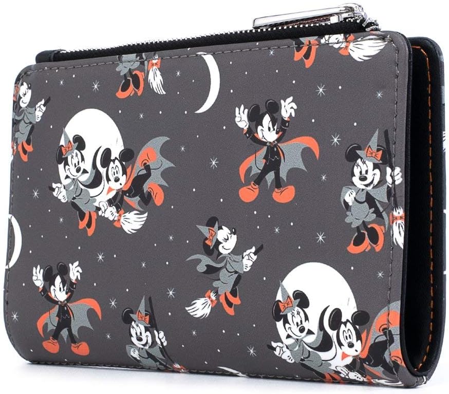 Loungefly Disney Mickey and Minnie Mouse All Over Print Halloween Flap Wallet - Image 3