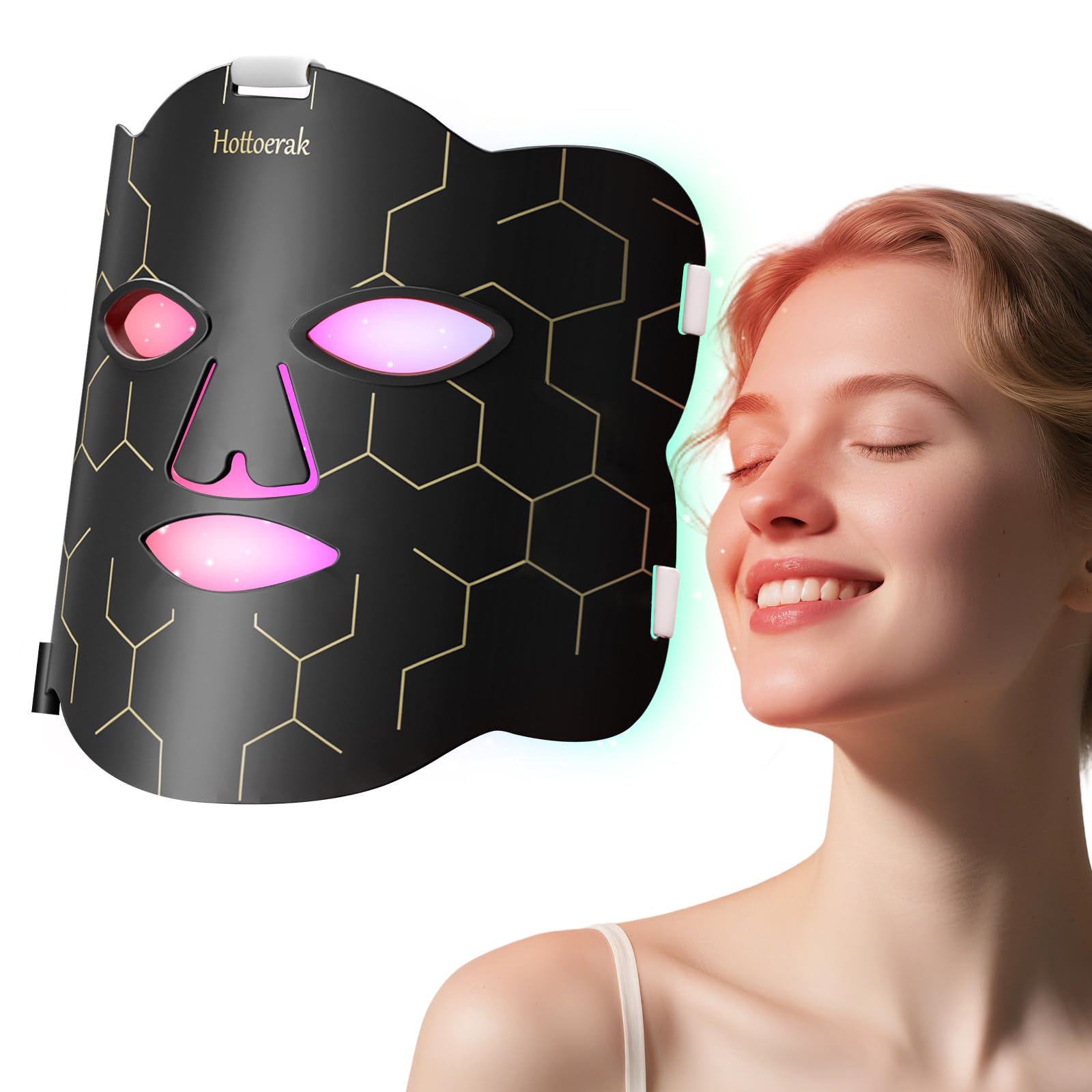 Hottoerak Red Light for Face, Near-Infrared 7 Color Red Light Mask for Travel and Home Use