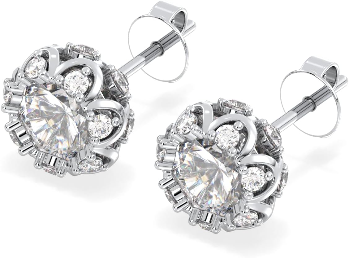 Certified 2.7-4.4 Carat Moissanite Stud Earrings for Women & Men, D Color, 925 Sterling Silver with 18K Gold Rhodium Plating Solitaire Sparkling Earring for Wedding, Anniversary, Mother’s Day Gift - Image 3