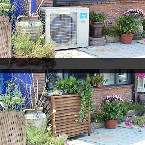 QYMYOZ Klimaanlagenabdeckung und Pflanzenständer aus Massivholz- für den Außenbereich mit Lamellendesign, stilvoller Blumenständer für Klimaanlagen (Größe: 110 x 50 x 105 cm)-5