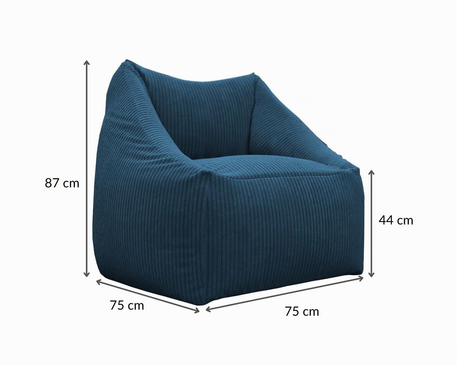chilly pilley Poltrona Con Schienale E Braccioli Riempita Di Palline Di Polistirolo Espanso Comoda Poltrona Per Adulti E Bambini Ampia Scelta Di Colori E Tessuti (Blu Scuro)