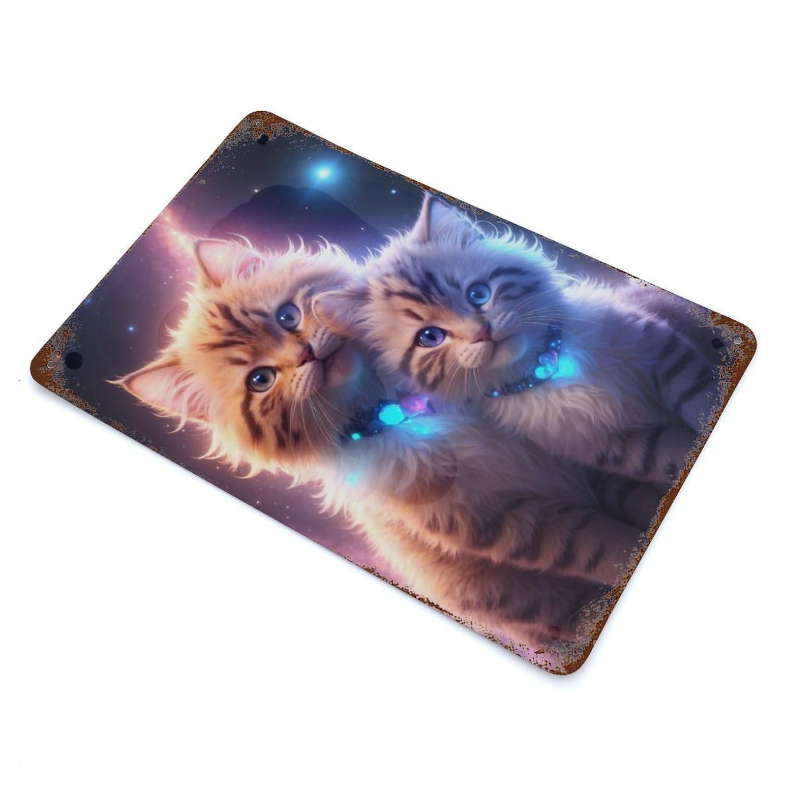 Colorful Kitties Retro Metal Sign 11.8"x7.9", Vintage Wall Decor for Garage, Pub Or Kitchen