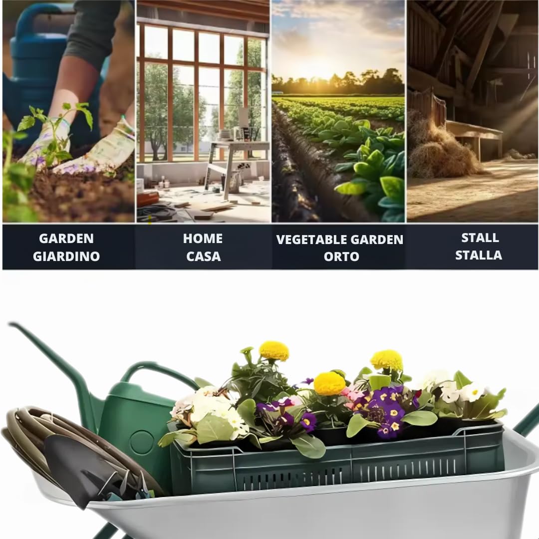 Brouette de Jardin 75L - Cadre en Acier galvanisé, Roue pneumatique 4.00-8 avec Chambre à air, Charge 100 kg - Idéal pour Chantier, pelouse, Ciment