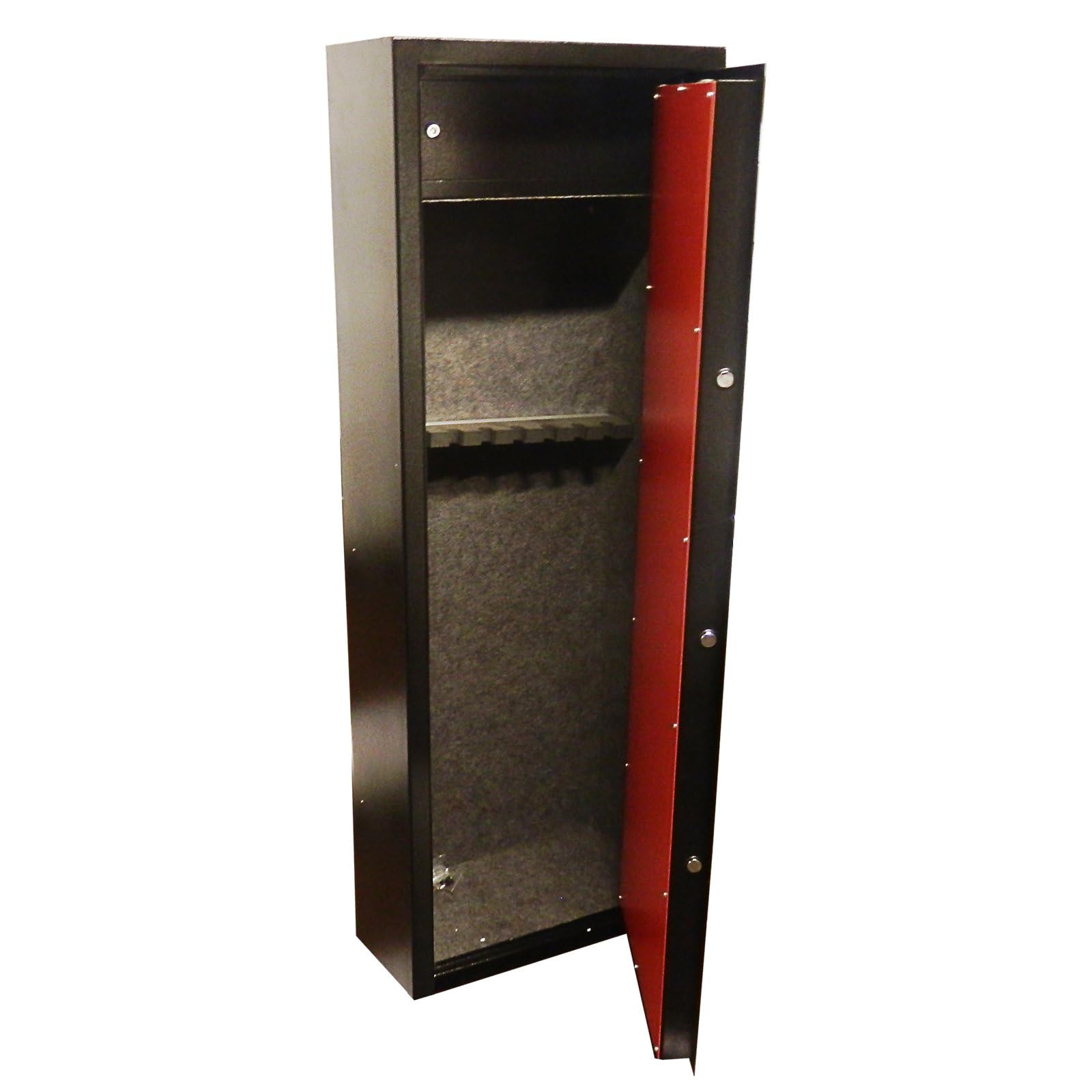 Dirty Pro Tools Black Dirty Pro Tools™ Deluxe Model 8 Shotgun Cabinet With Built In Ammo Safe Rifle Guns Safe Felt Lined Vault Locking Door