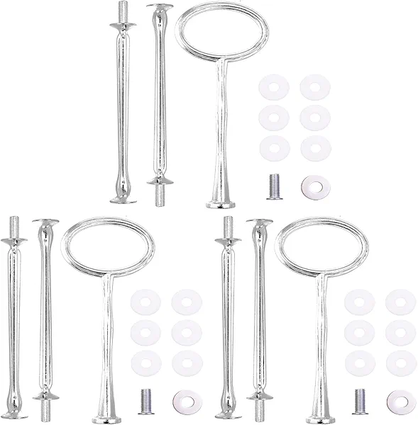 Loticy 3-Tier 15 Inches Silver Oval Cupcake Stand, Metal Mold, DIY Hardware, Perfect for Serving Fruit, Cake, Snacks, Desserts
