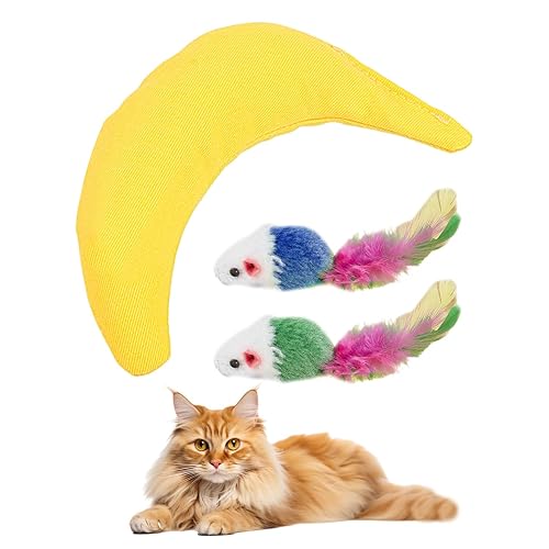 Juguete De Gato Tipo Plátano De 1 Pieza Y Juguete De Ratón De 2 Piezas, Juguete Creativo para Gato