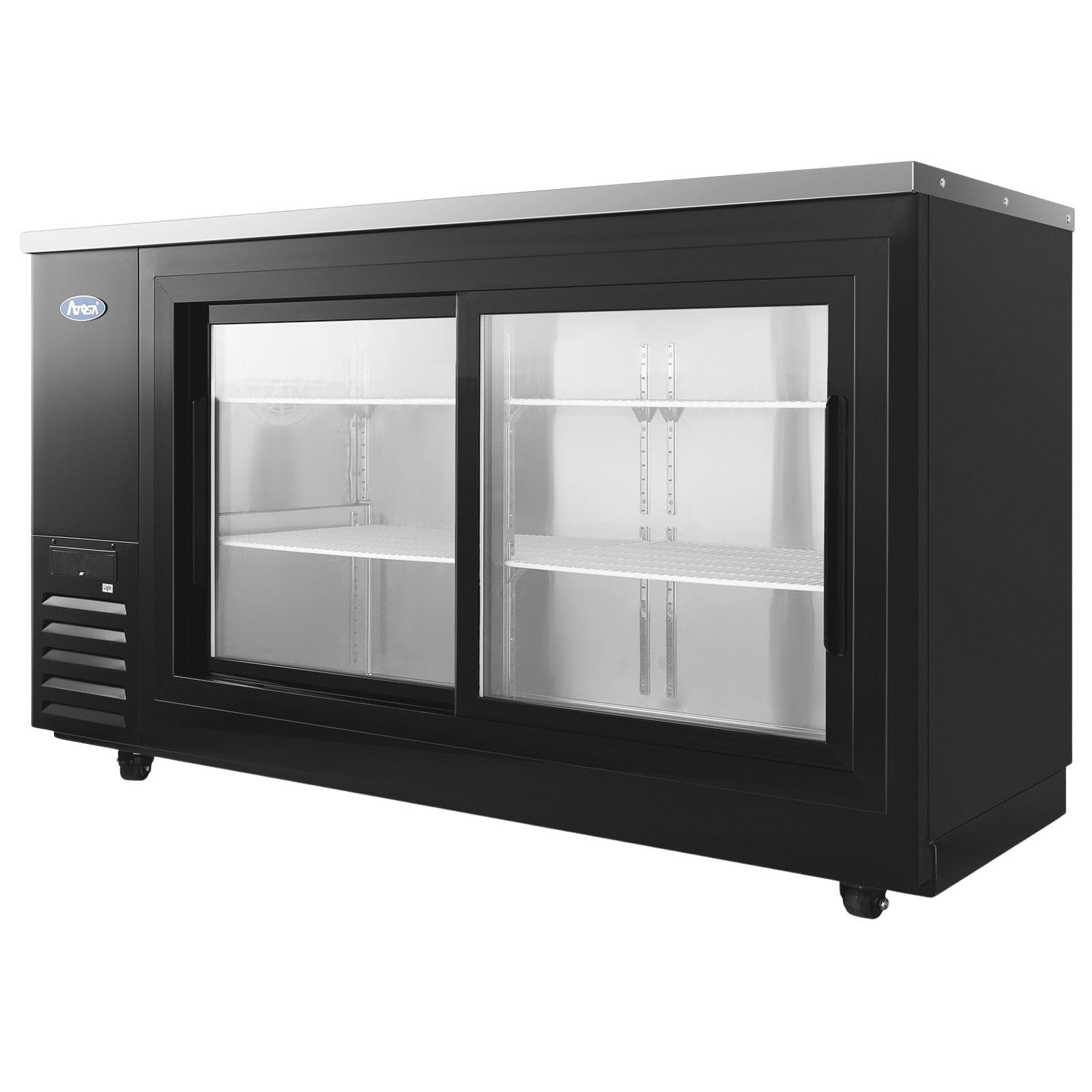 Atosa Commercial Black Steel Shallow Depth Back Bar Cooler With Sliding Glass Doors on Fridge.com - View 4