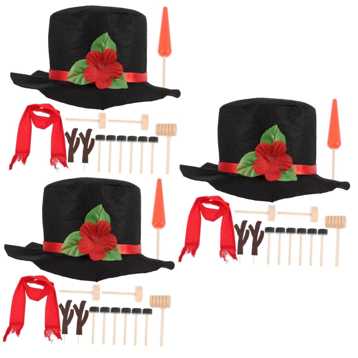 PRETYZOOM 3 Sätze Schneemann Verkleiden Sich Schneemann Requisiten Selber Machen Schneemann-zubehör Schneemann-knöpfe-Set Zum Basteln Schneemann-Kleidungsset Schneemann-Requisite Polyester