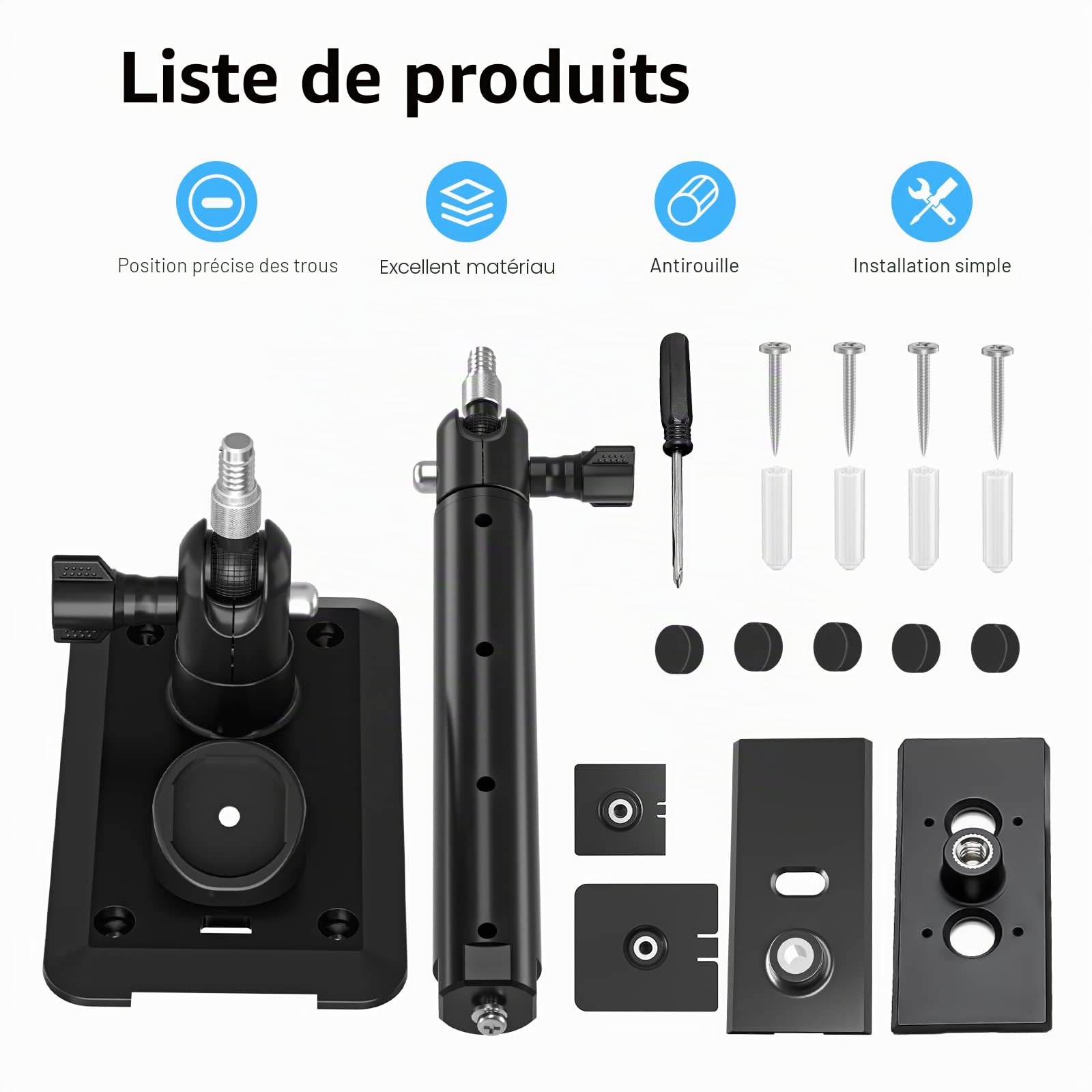 HOLACA Support mural 2 en 1 compatible avec caméra Rin-g Spotlight Plus/Pro, Stick Up Cam Battery/Pro, Outdoor Cam Plus, panneau solaire R-ing, et pour appareil photo et panneau solaire avec filetage