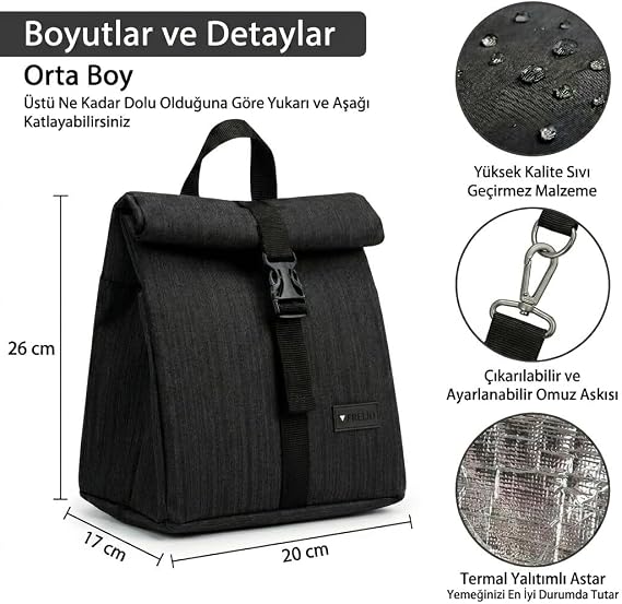 Termal Beslenme Çantası (Siyah)