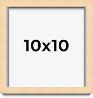 Vista 1 de Marco de madera natural de 10 x 10 pulgadas, ancho de moldeo de 0.75 pulgadas, madera maciza, completo con plexiglás acrílico UV, respaldo